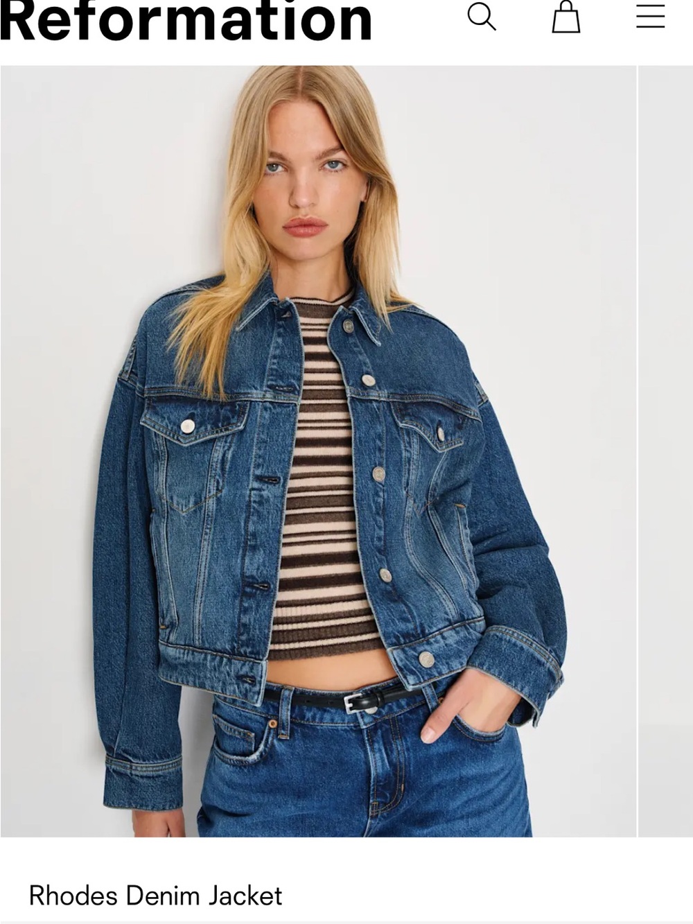Reformation Indigo Rhodes Denim Jacket